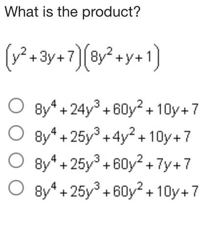 What Is The Product (y^2+3y+7)(8y^2+y+1)