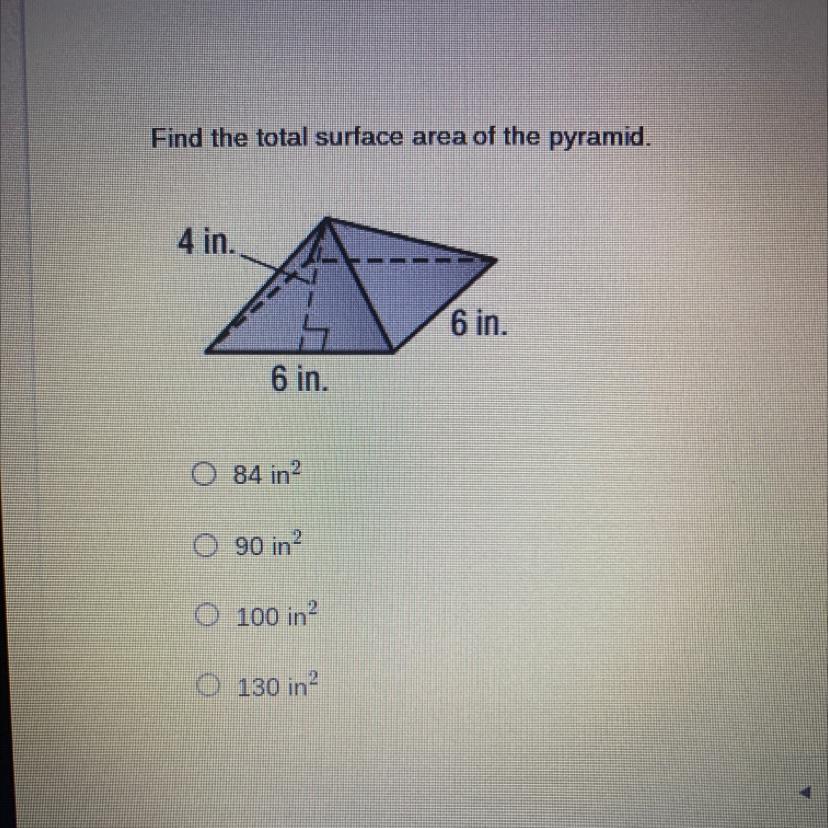 Find The Total Surface Area Of The Pyramid.4 In.6 In.6 In.