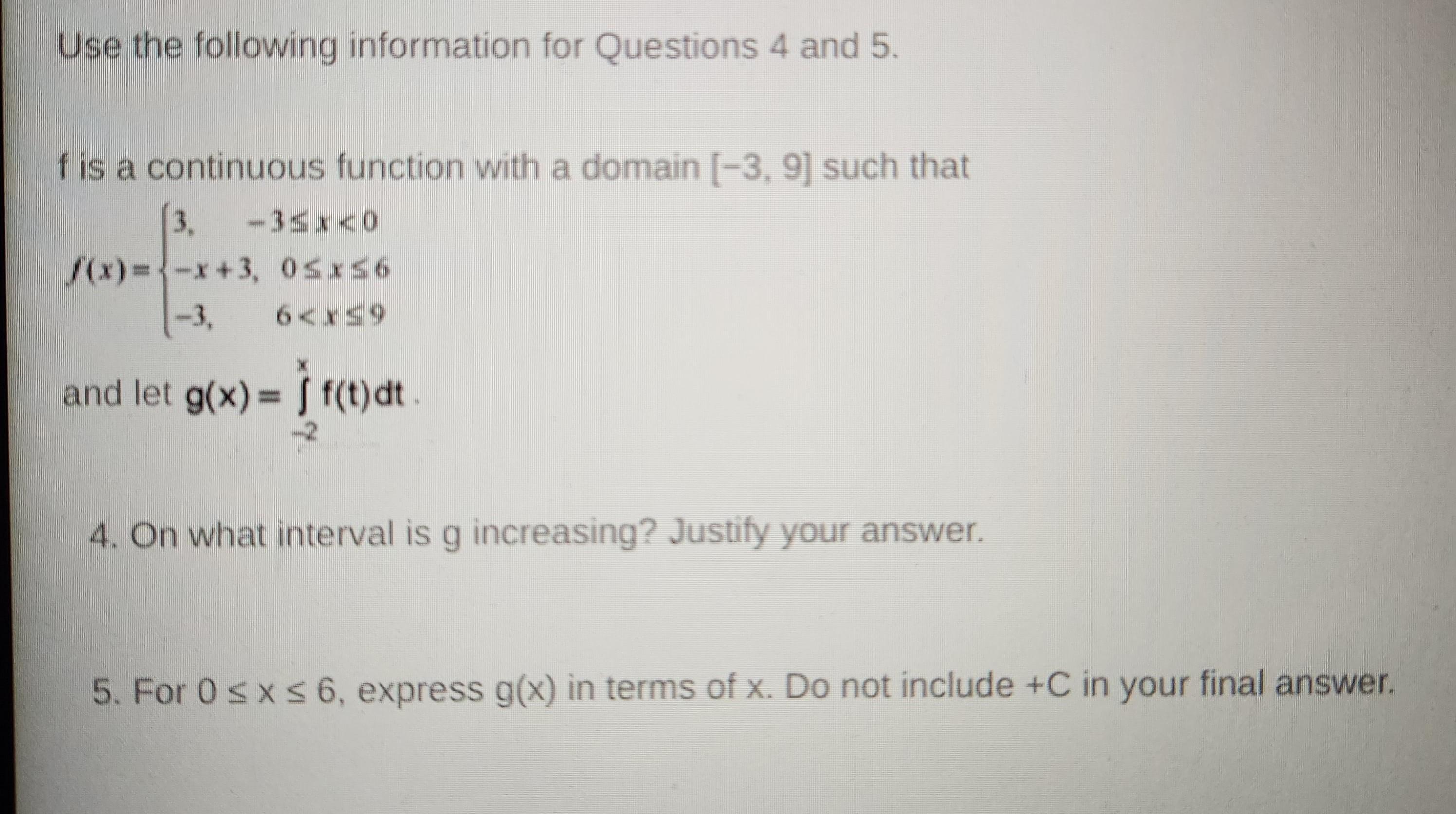 HELLO PLEASE HELP! I Only Need Help With The Second Problem Which Is:5. For 0x 6, Express G(x) In Terms