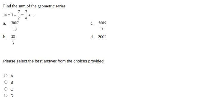 Help Please. Find The Sum Of The Geometric Sequence