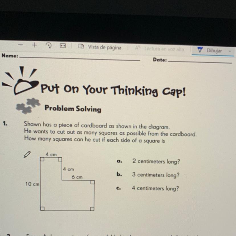 Help!!! Shawn Has A Piece Of Cardboard As Shown In The Diagram.He Wants To Cut Out As Many Squares As