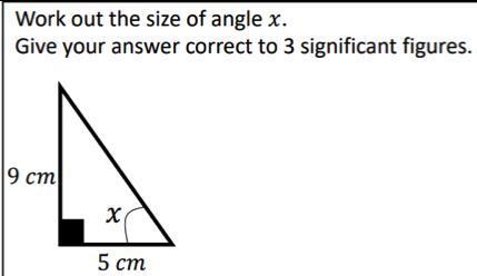 Work Out The Size Of The Angle X.Give Your Answer Correct To 3 Significant Figures.