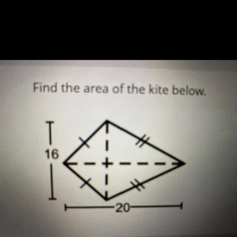 Find The Area Of The Kite Below.