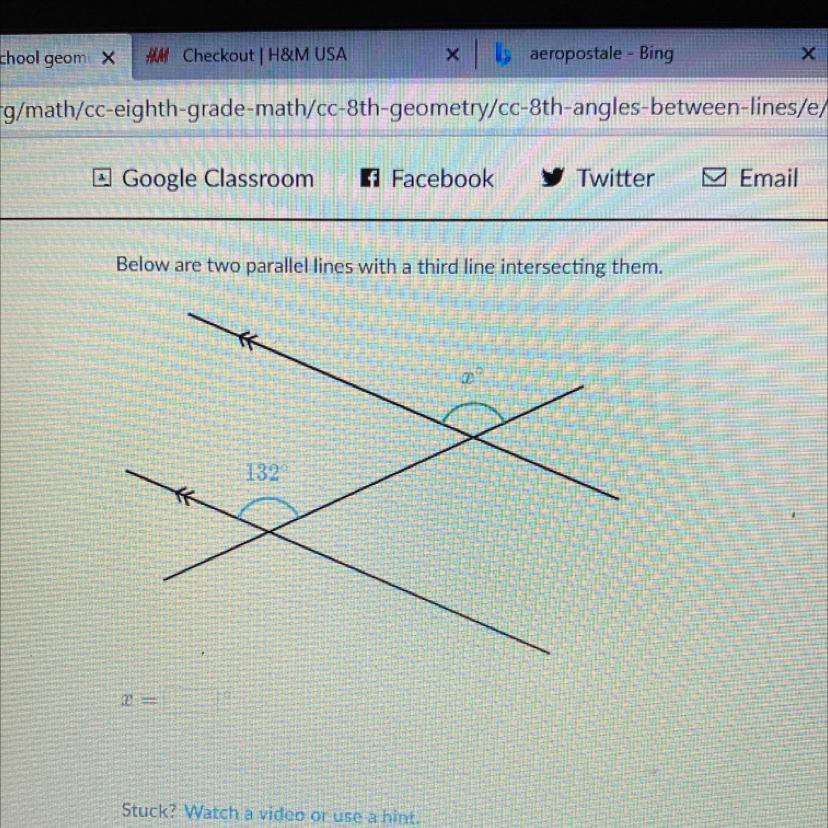 Below Are Two Parallel Lines With A Third Line Intersecting Them.20132