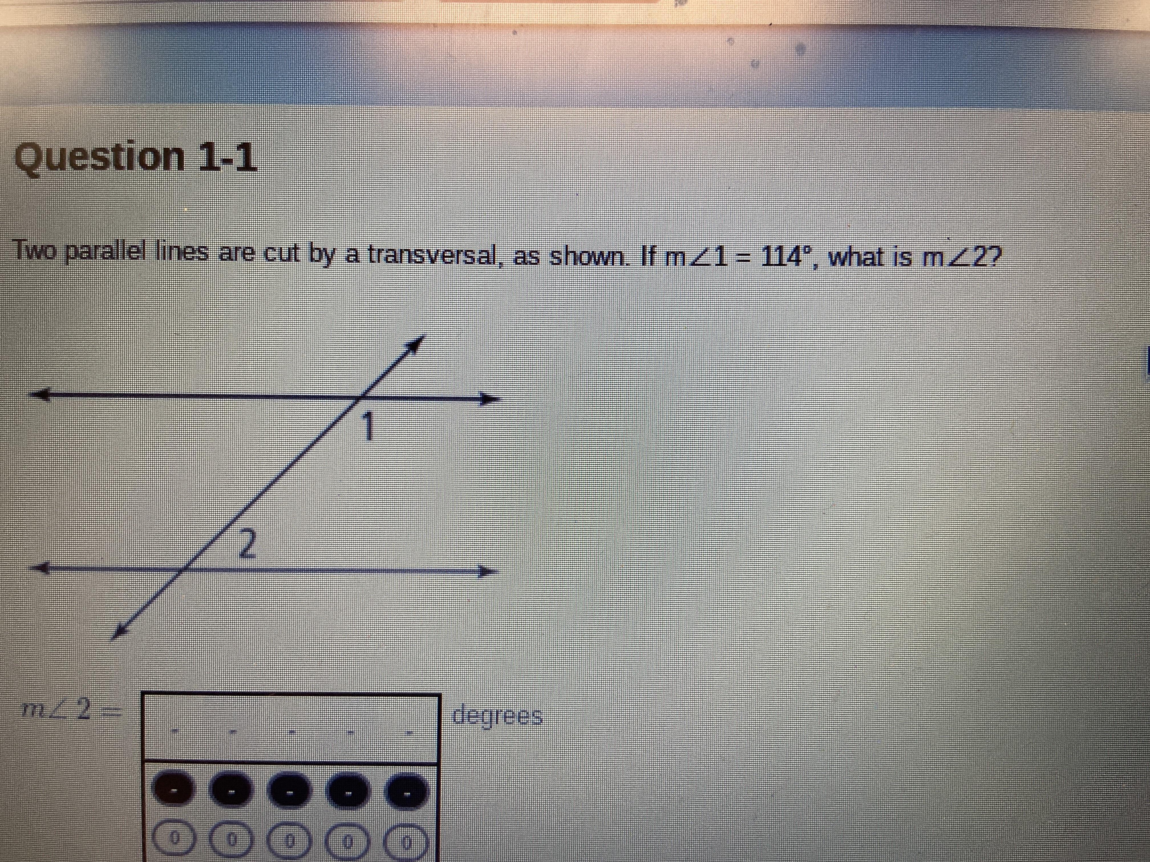 Two Parallel Lines Are Cut By A Transversal, As Shown. If M 21 = 114, What Is M 22?help Me Asap