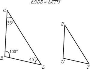 What Is The Measure Of Angle U? A. 35 B. 45 C. 100 D. 180