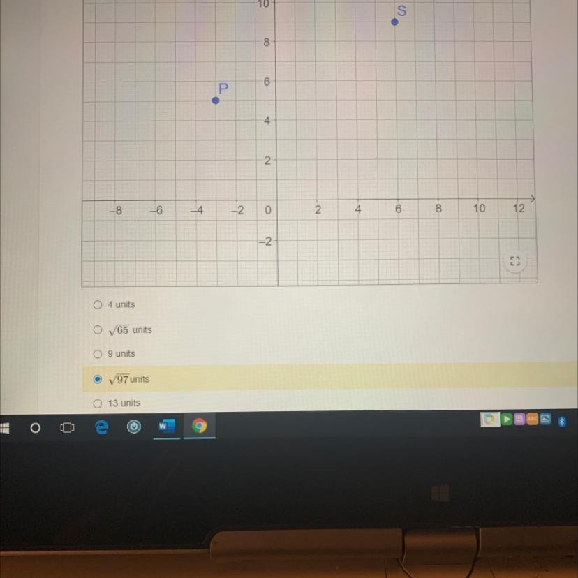 What Is The Distance Between Points P (-3,5) And S (6,9)?