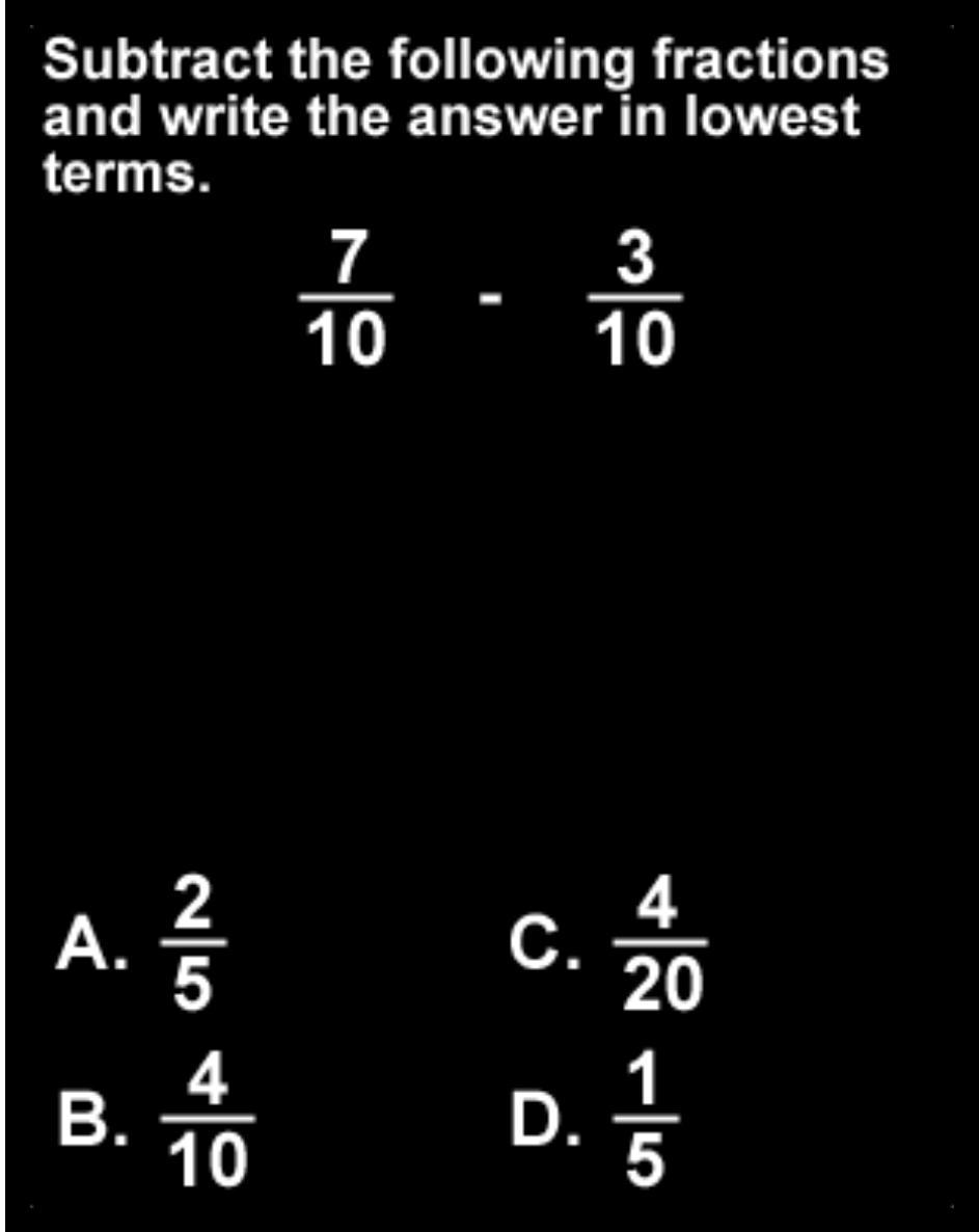 7over10- 3over10 Reduced In Lowest Terms