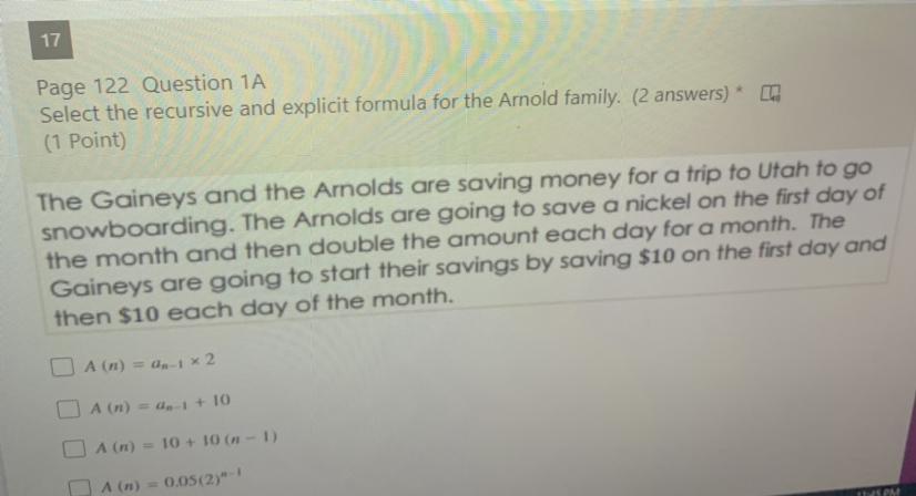 Select The Recursive And Explicit Formula For The Arnold Family 2 Answer