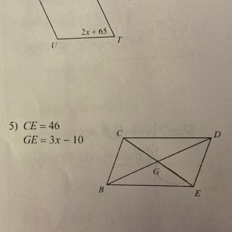 CE=46 And GE=3x-10 Solve For X 