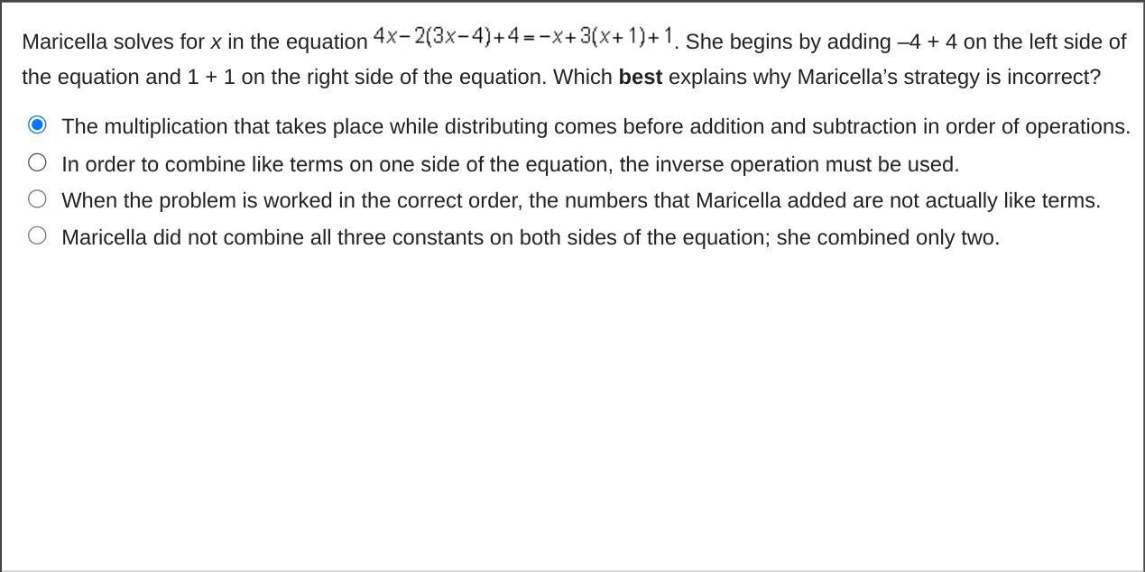 I Need Help! MATH (10 Points+Brainliest If Correct)Maricella Solves For X In The Equation 4 X Minus 2