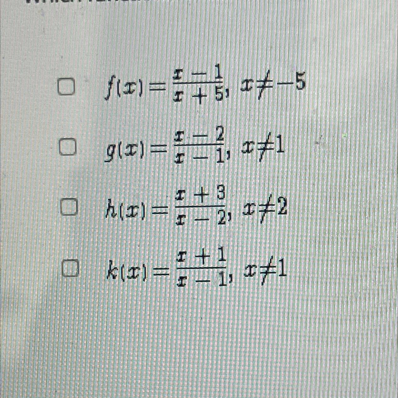 Which Functions Are The Same As Their Inverse Functions? Multiple Answers. 