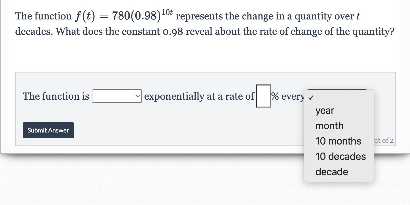 What Does The Constant 0.98 Reveal About The Rate Of Change Of The Quantity?
