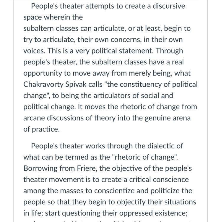 Which Of The Following Best Describes How The Author Views People's Theater? A. Challenging To Set Up