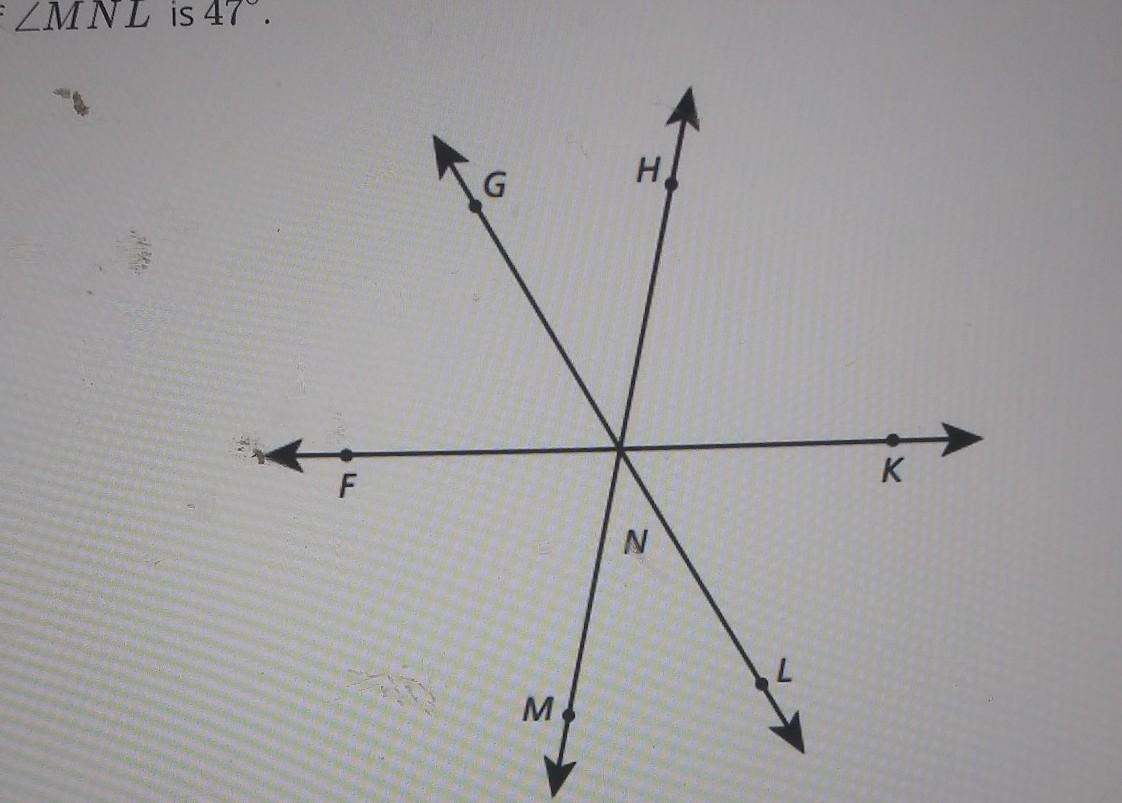 In The Diagram Below, Three Lines Intersect At N. The Measure Of Angle GNF Is 60, And The Measure Of