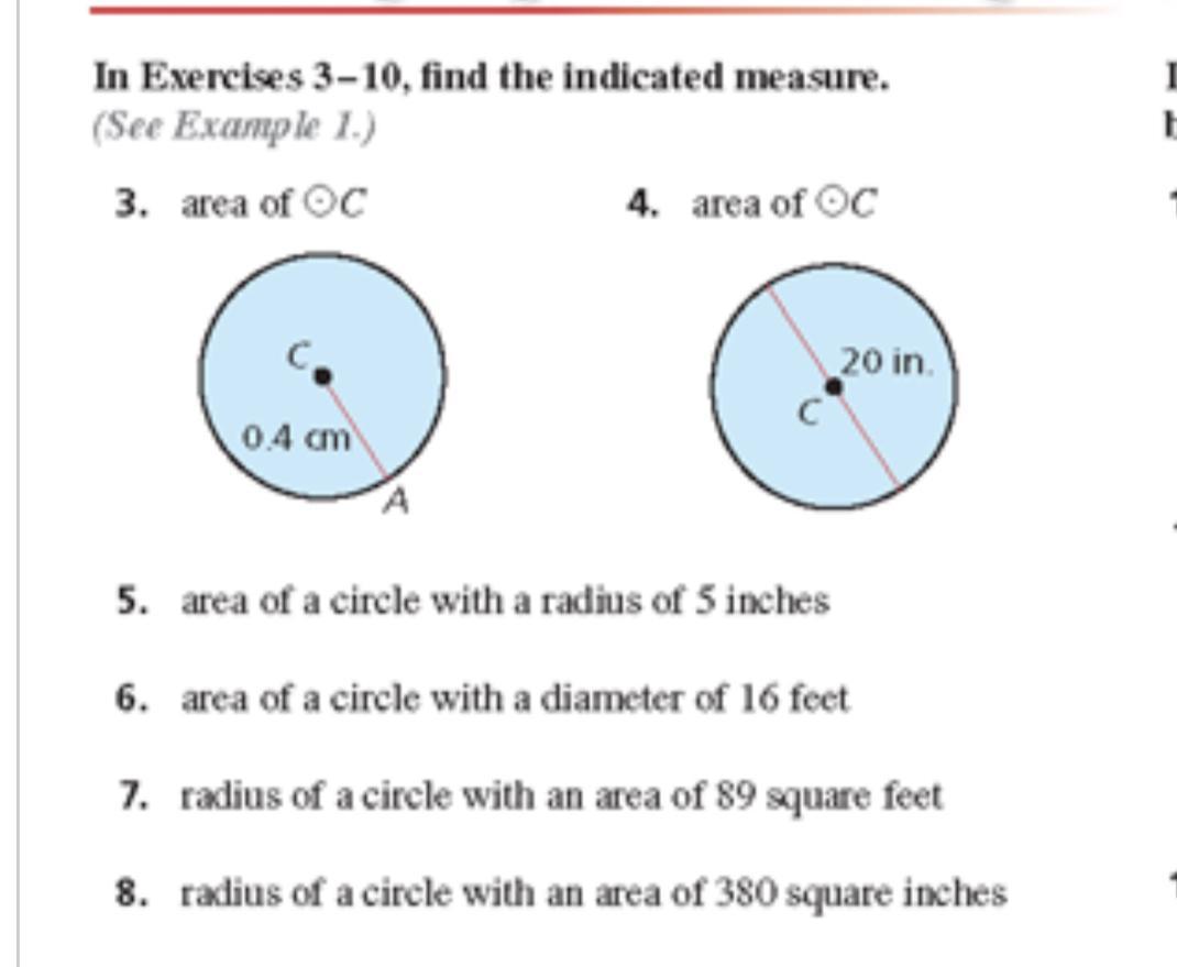 In Excerises 3-10 Find The Indicated Measure I Only Need 5-8 