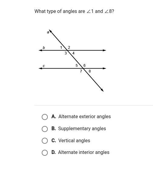 What Type Of Angles Are 1 And 8