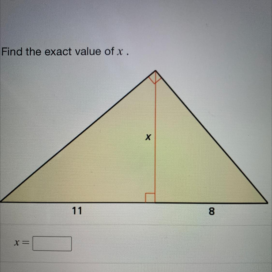 Find The Exact Value Of X.Thank You 