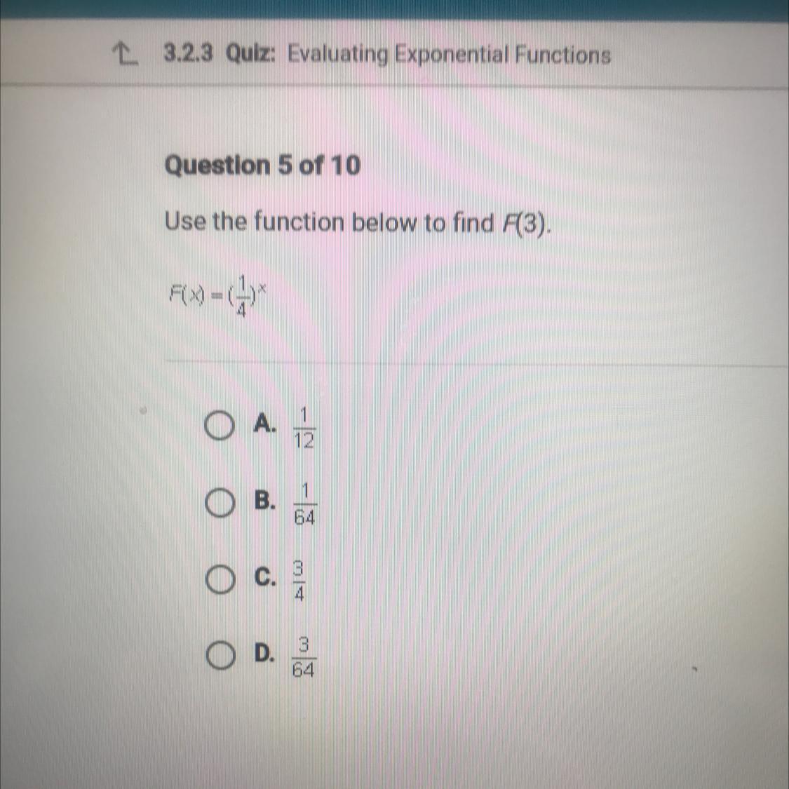 Use The Function Below To Find F(3).F(x) = (1/4)^x