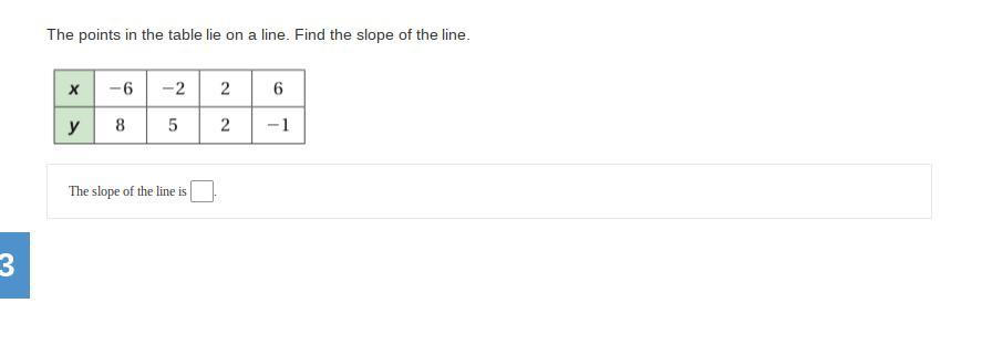 The Points In The Table Lie On A Line. Find The Slope Of The Line.