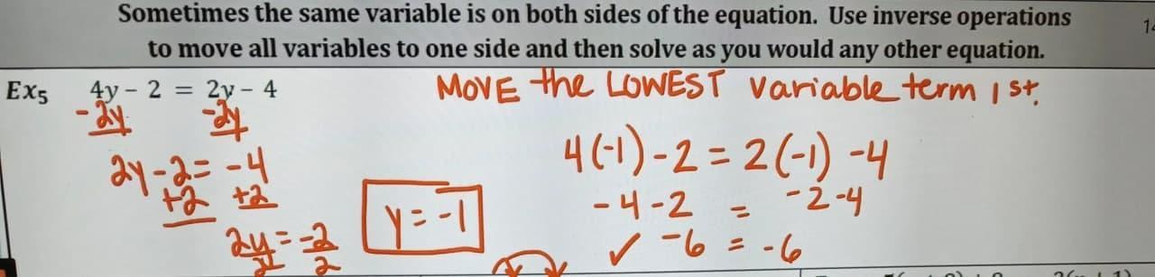 Need Help With Solving Equations And Also Need Help Understanding What Moves To The Lowest Variable Term