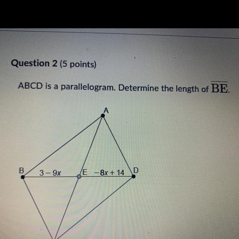 Abcd Is A Parallelogram Determine The Length Of BEA)51 UnitsB)102 Units C)96 UnitsD) -11 Units