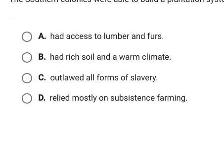 The Southern Colonies Were Able To Build A Plantation System Because They