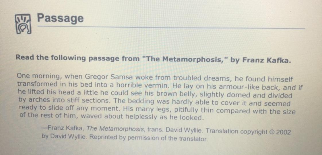 After Reading That Gregor Woke Up Transformed As Vermin In The Firstparagraph Of The Metamorphosis, The