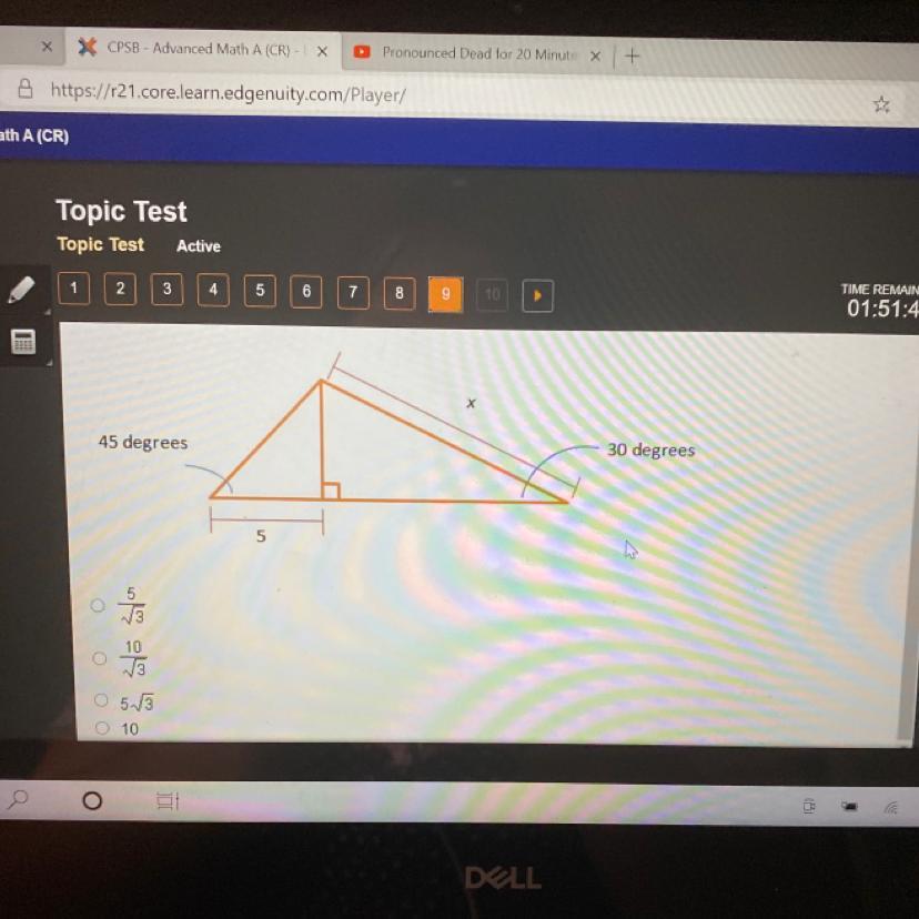 What Is The Length Of X In The Diagram Below?