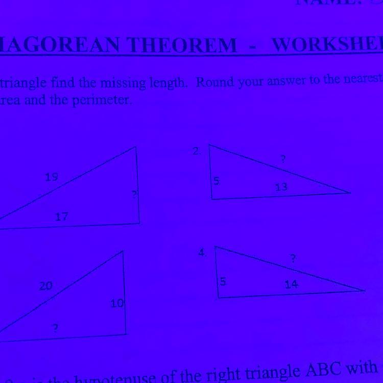 For Each Triangle Find The Missing Length. Around Your Answer To The Nearest Tenth. Then Find The Area
