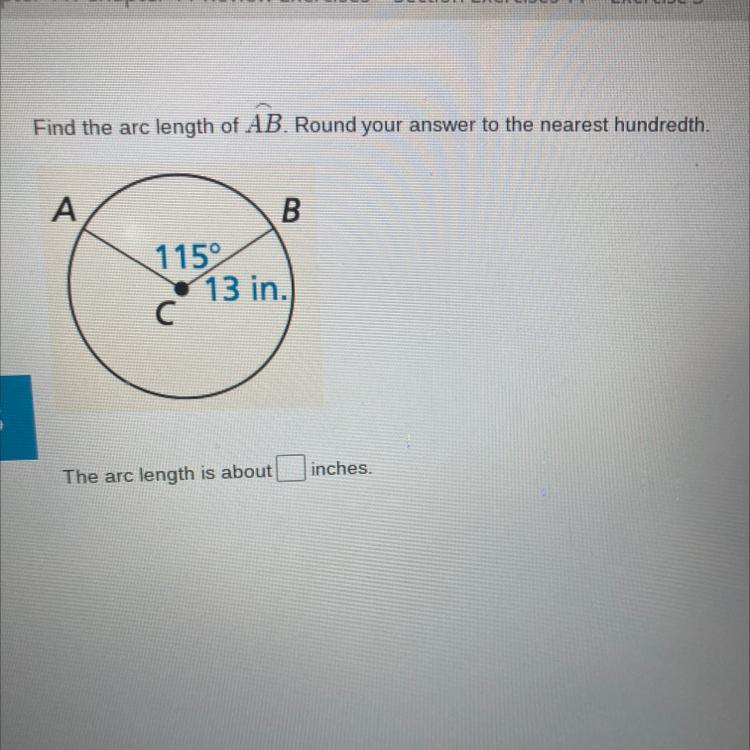 Find The Arc AB. Round Your Answer To The Nearest Hundredth 