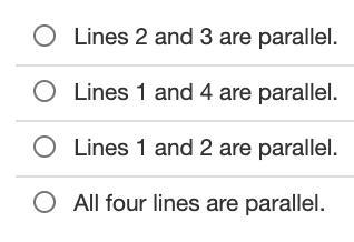 The Equations Of Four Lines Are Given. Identify Which Lines Are Parallel. Line 1: Y=6x+8 Line 2: X+1/2y=1