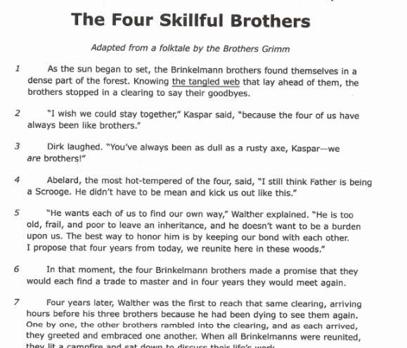 Answer If You Know The Answers Or Some Answers To "The Four Skillful Brothers" . The Pic Is To Show What