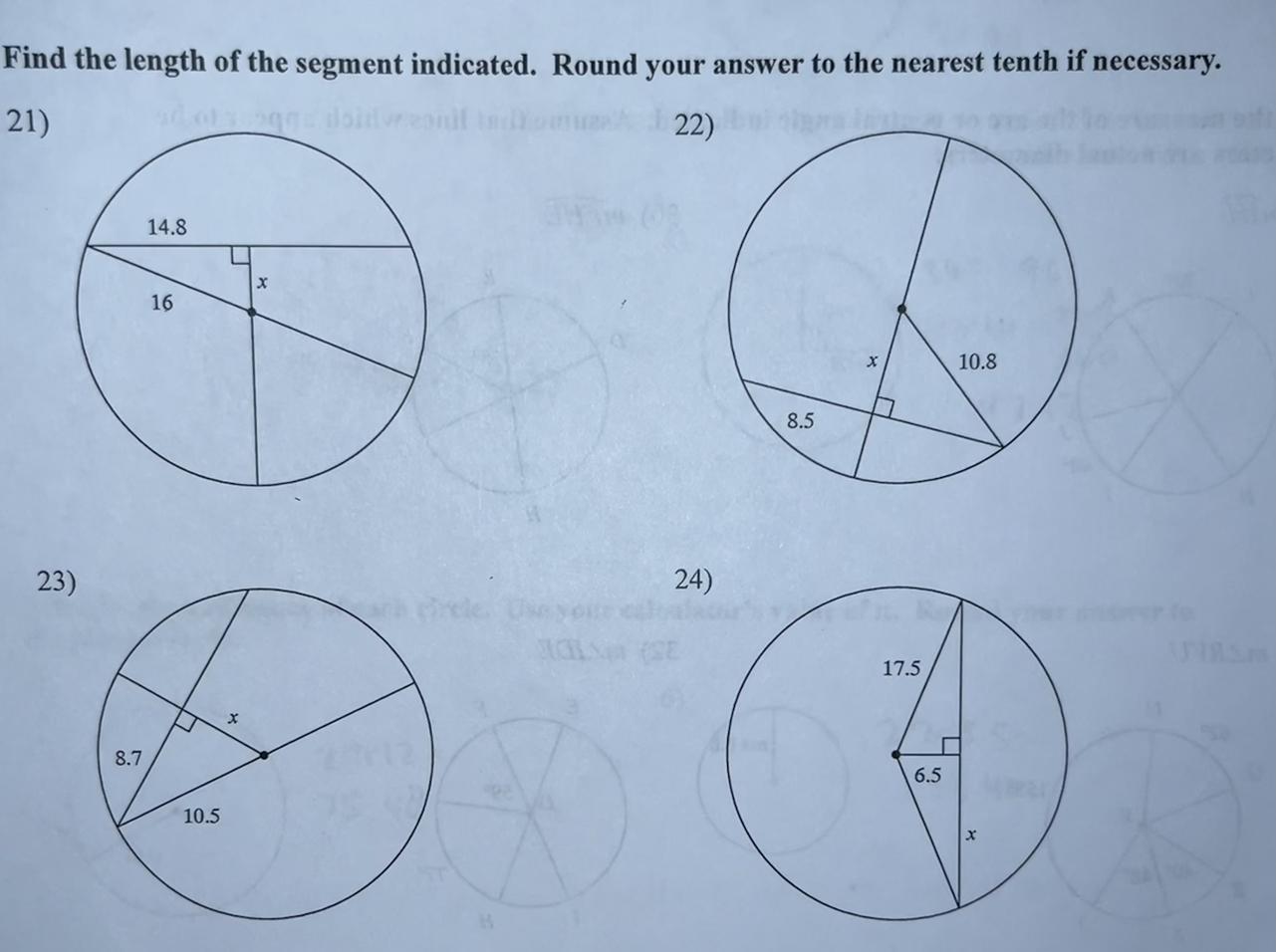 Find The Length Of The Segment Indicated. Round Your Answer To The Nearest Tenth If Necessary.