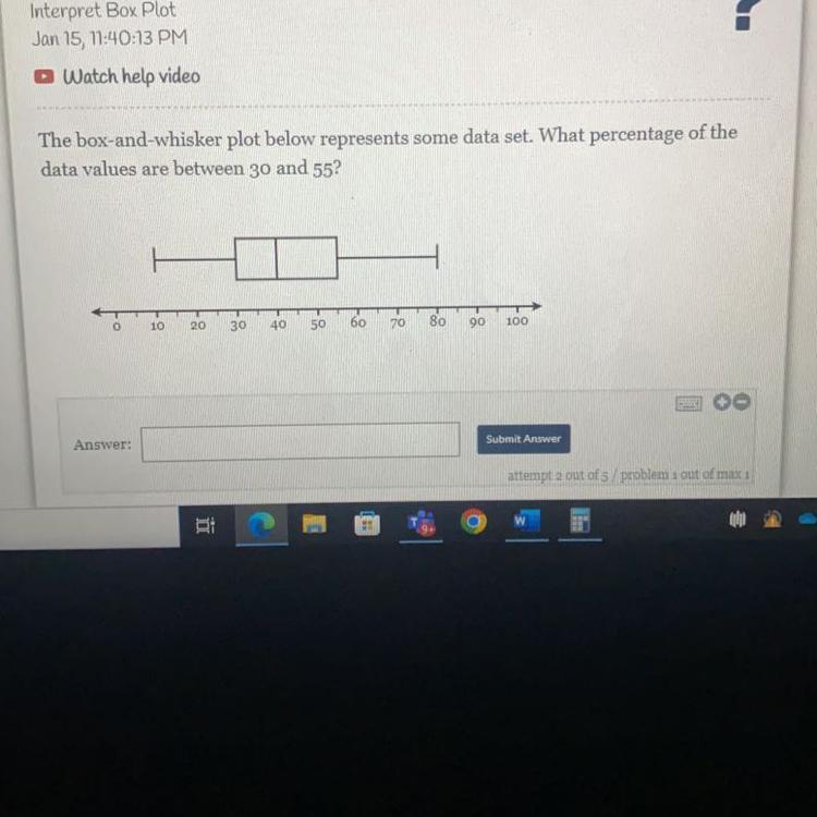 PLEASE HELP DUE IN 10 MINUTES The Box-and-whisker Plot Below Represents Some Data Set. What Percentage