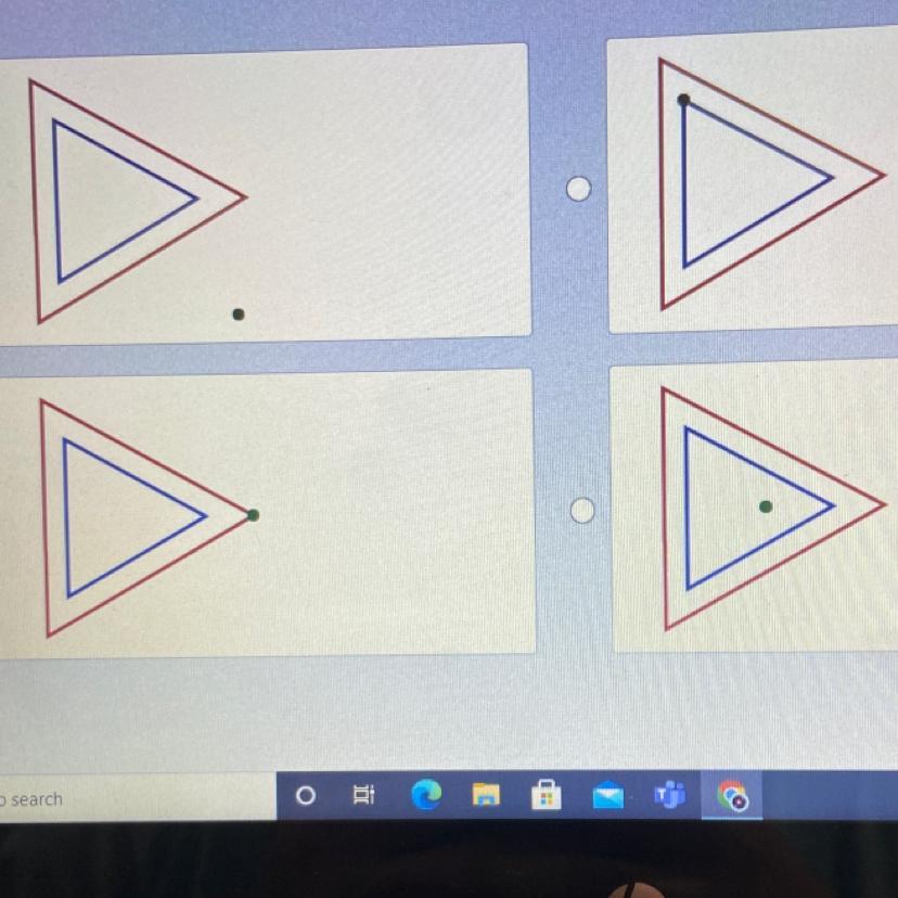 The Red Figure Is A Dilated Image Of The Blue Figure. Which Diagram Shows The Correctcenter Of Dilation?