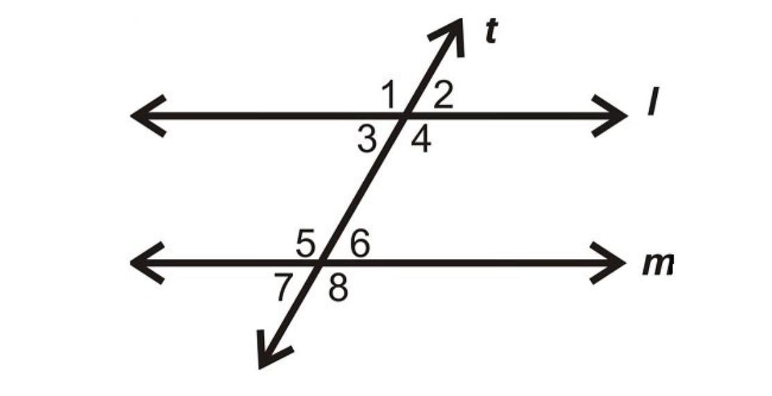 Lines L And M Are Parallel Lines Cut By The Transversal Line T. Which Angle Is Congruent To 7?