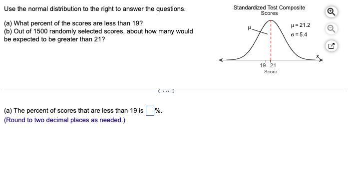 Use The Normal Distribution To The Right To Answer The Questions. (a) What Percent Of The Scores Are