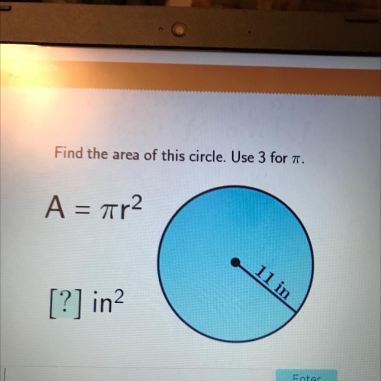 Find The Area Of This Circle PleaseUse 3 For Pi