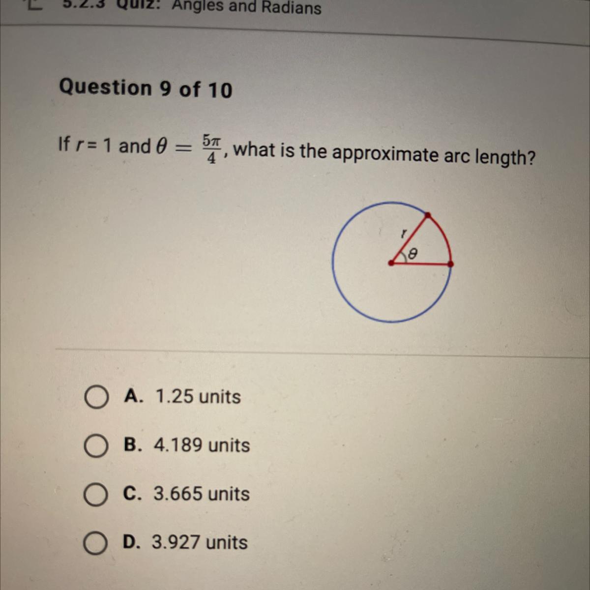 If R= 1 And 0 = 5/4, What Is The Approximate Arc Length?