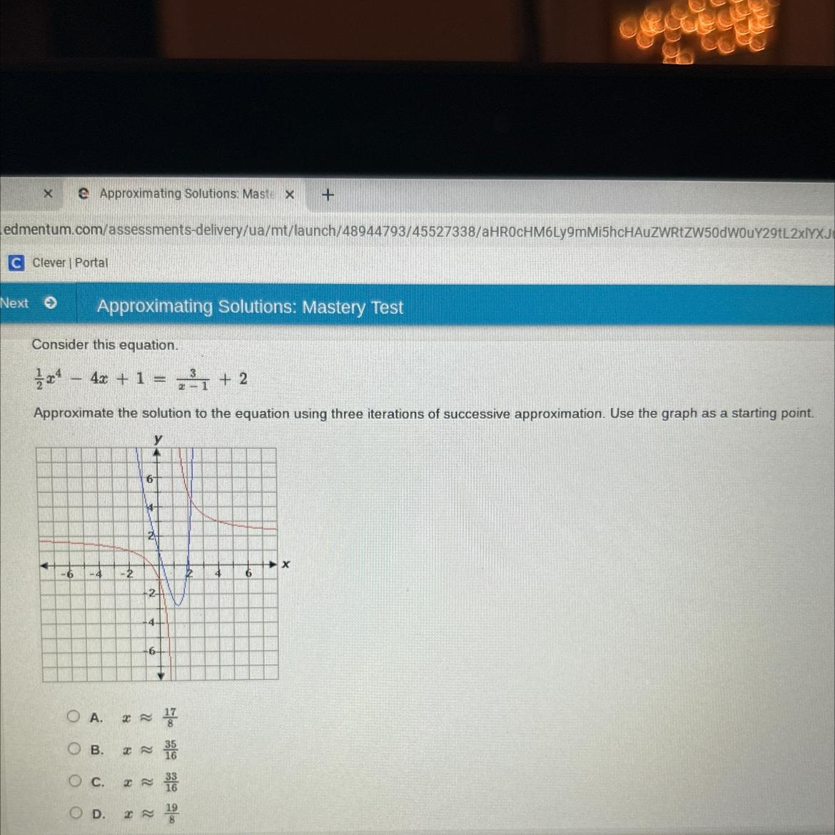 Consider This Equation.1/2x^4 - 4x + 1 = 3/x-1 + 2approximate The Solution To The Equation Using Three