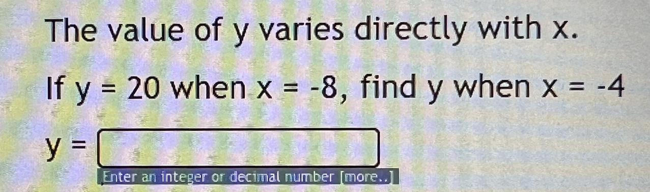 The Value Of Y Varies Directly With X