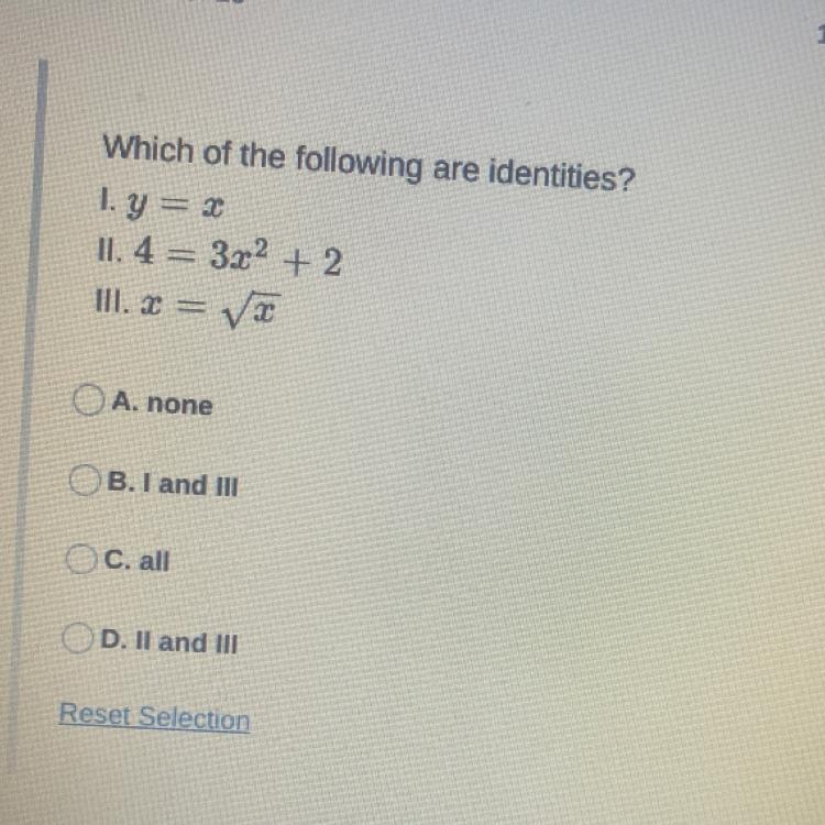 Which Of The Following Are Identities?