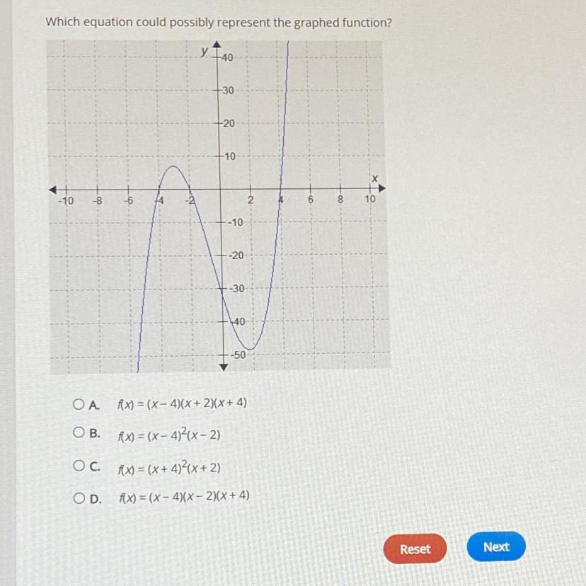 Which Equation Could Possibly Represent The Graphed Function?