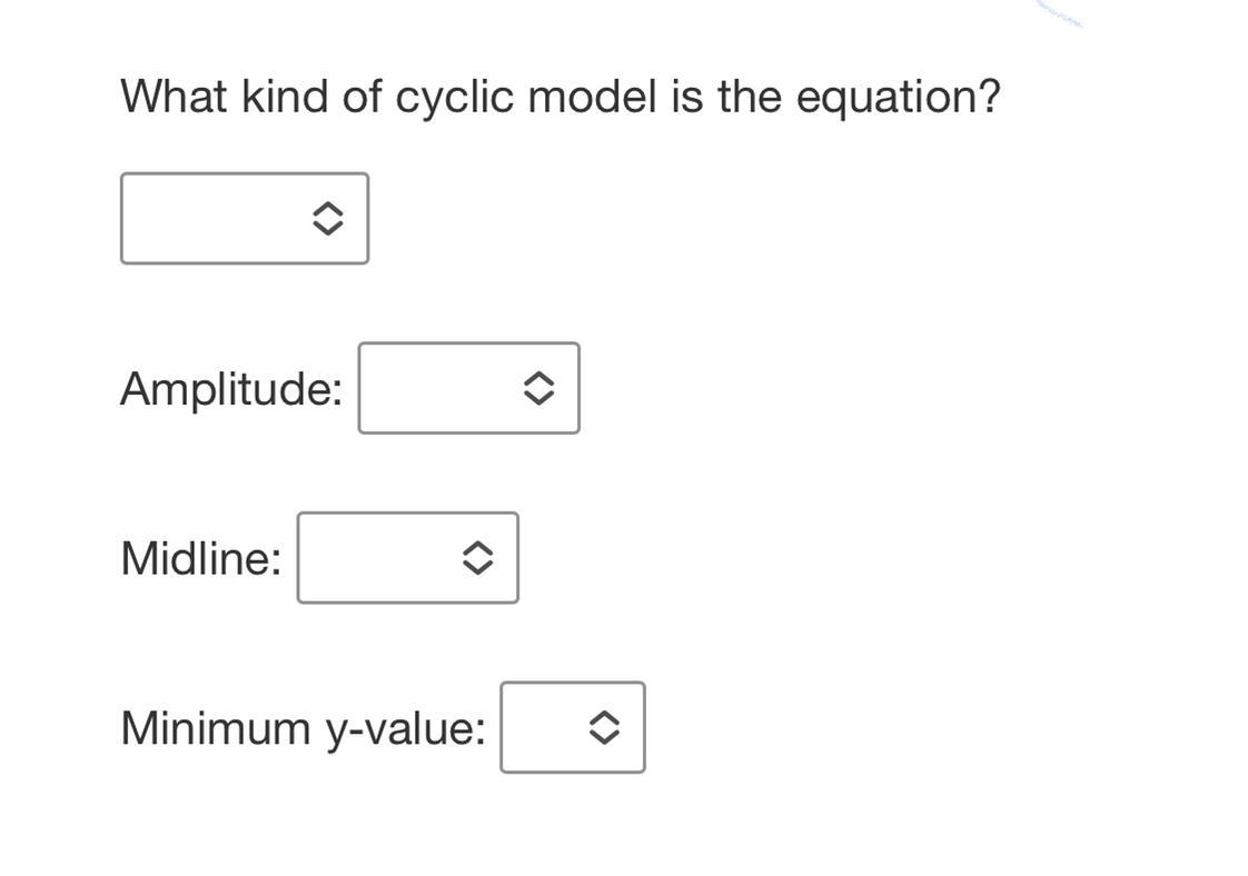 Identify The Key Features For The Following Equation: Y=4sin(x)5What Kind Of Cyclic Model Is The Equation?