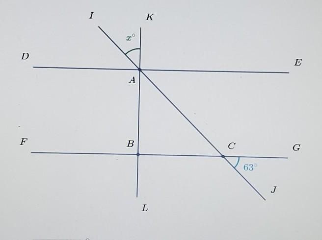 HELP ME ASAPIn The Following Diagram Overline DE || Overline FG And Overline KL Perp FG. What Is The