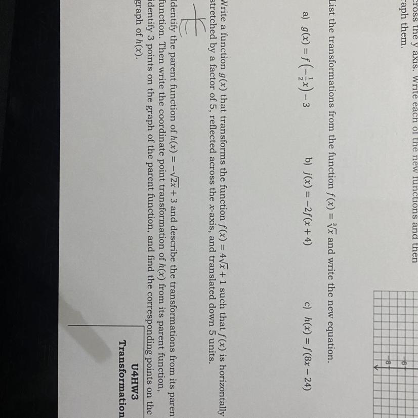 Write A Function G(x) That Transforms The Function F(x)=4 Square Root X +1 Such That F(x) Is Horizontally