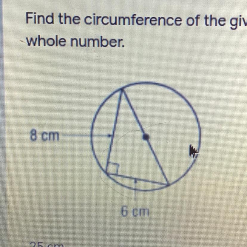 Find The Circumference Of The Given Circle. Round Your Answer To The Nearest Whole Number.