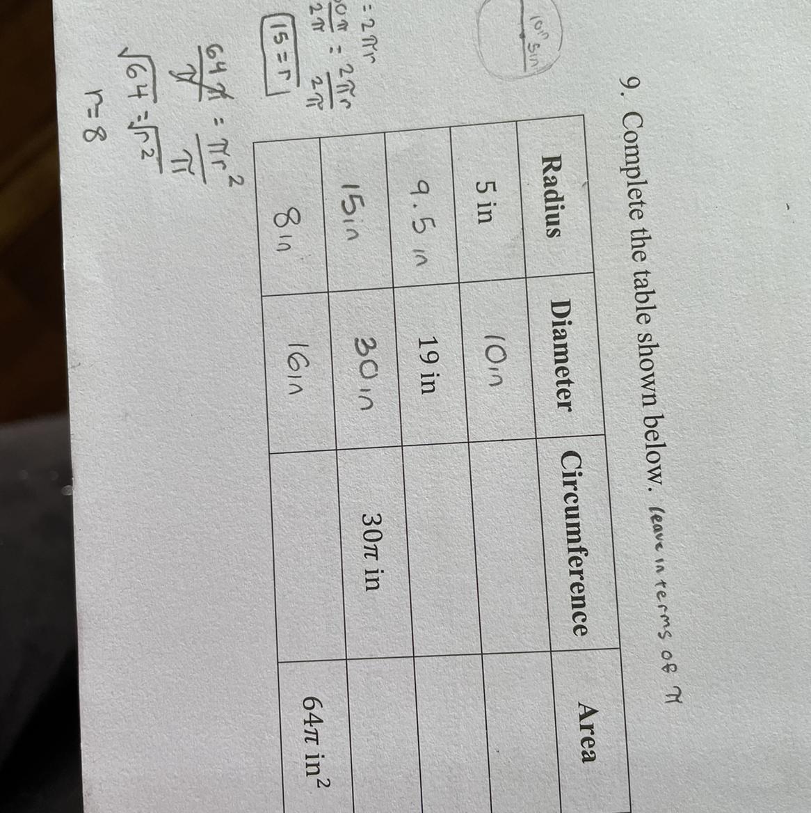 Can Anyone Help Me Solve This I Need It Left In Terms Of Pi And Pls Show Work 