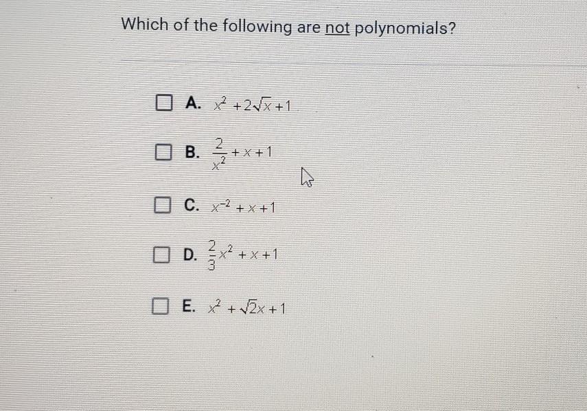 Which Of The Following Are Not Polynomials